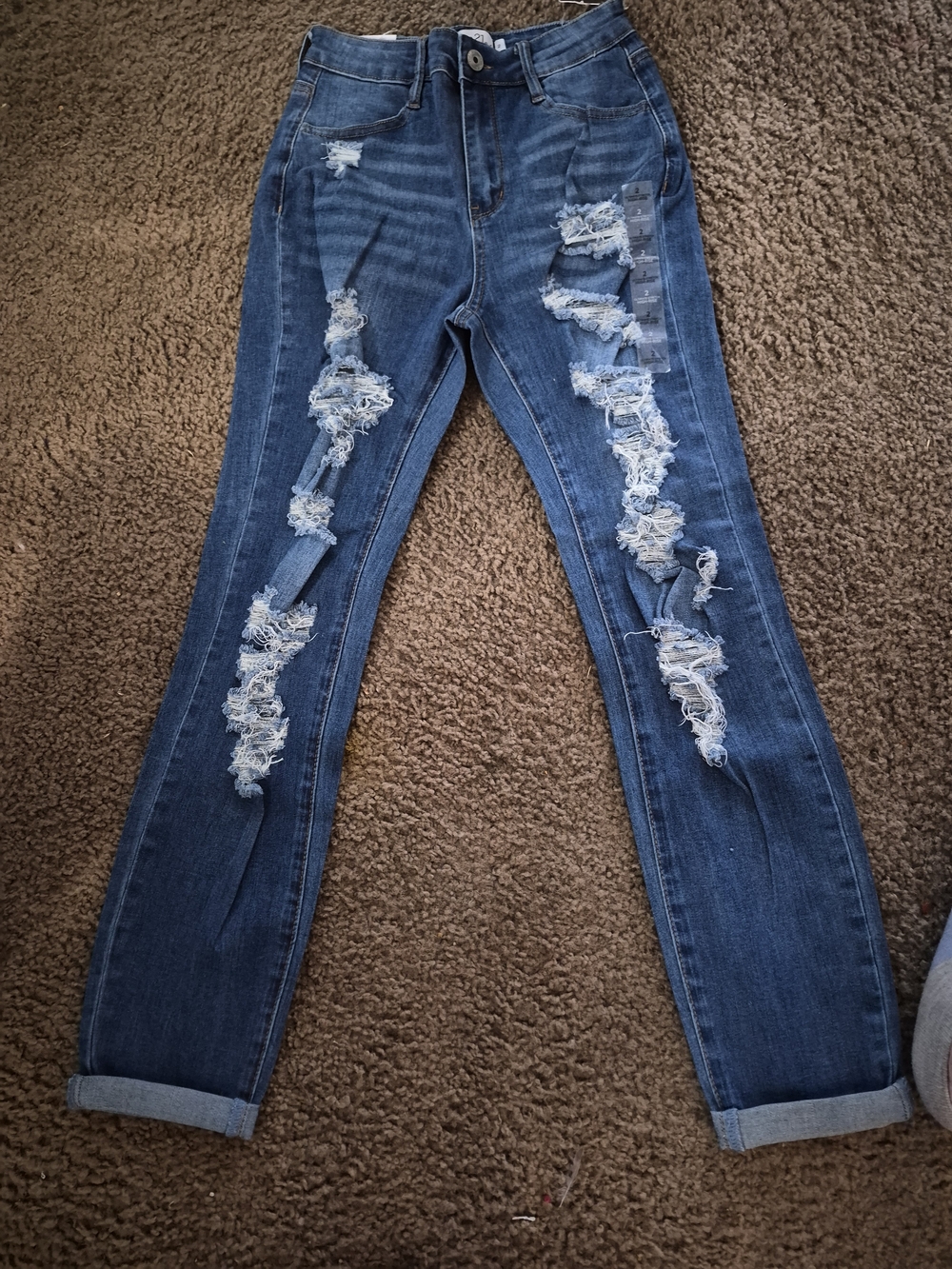Rue21 Distressed Boyfriend Jeans in Dark Blue